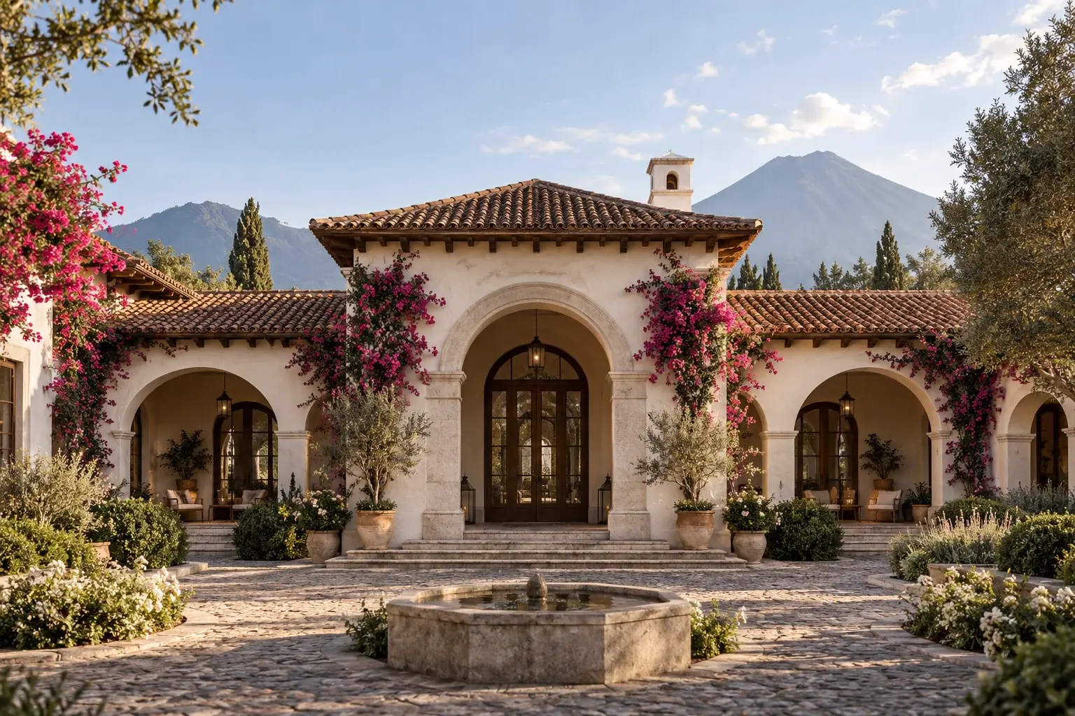 Visualización de fachada colonial inspirada en Antigua Guatemala